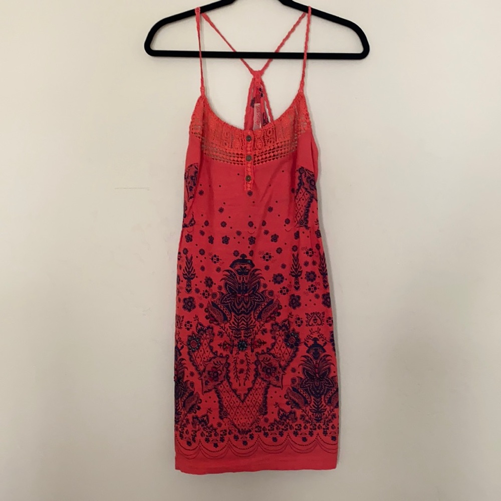 Free People Patterned Spaghetti Strap Racerback Dress
